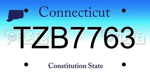 TZB7763 Connecticut License Plate