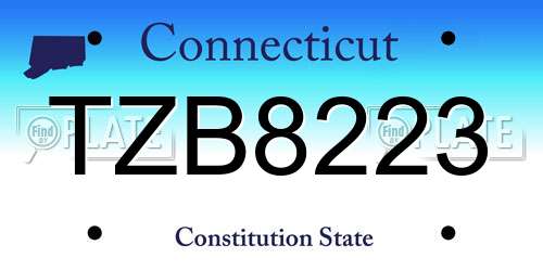 TZB8223 Connecticut License Plate