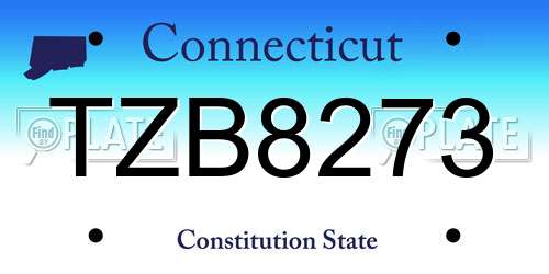 TZB8273 Connecticut License Plate