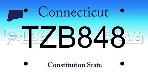 TZB848 Connecticut License Plate