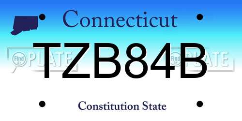 TZB84B Connecticut License Plate