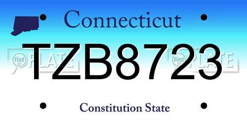 TZB8723 Connecticut License Plate