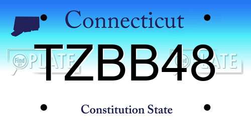 TZBB48 Connecticut License Plate