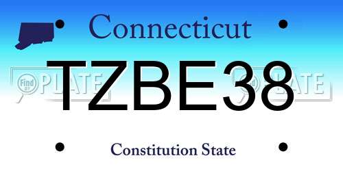 TZBE38 Connecticut License Plate