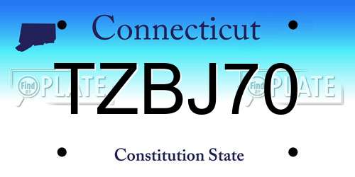 TZBJ70 Connecticut License Plate