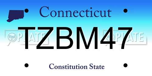 TZBM47 Connecticut License Plate