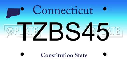 TZBS45 Connecticut License Plate
