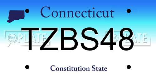 TZBS48 Connecticut License Plate