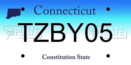 TZBY05 Connecticut License Plate