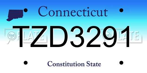 TZD3291 Connecticut License Plate