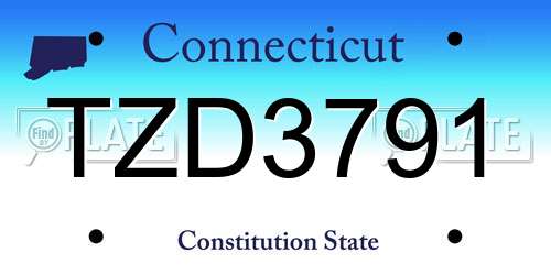 TZD3791 Connecticut License Plate