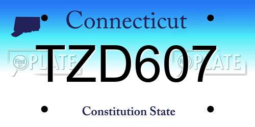 TZD607 Connecticut License Plate