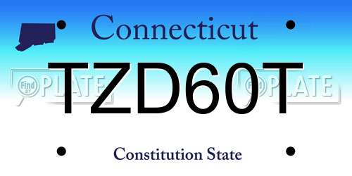 TZD60T Connecticut License Plate