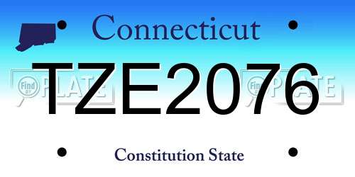 TZE2076 Connecticut License Plate