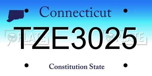 TZE3025 Connecticut License Plate