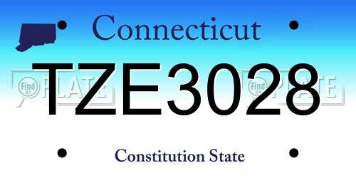 TZE3028 Connecticut License Plate