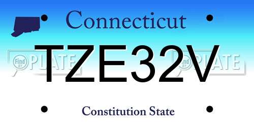 TZE32V Connecticut License Plate