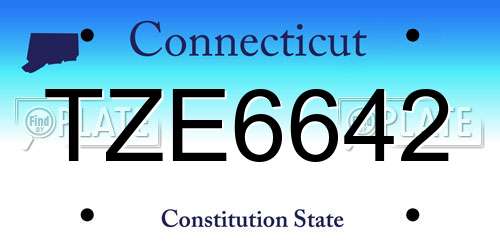 TZE6642 Connecticut License Plate