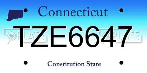 TZE6647 Connecticut License Plate
