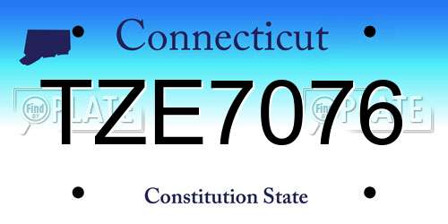TZE7076 Connecticut License Plate