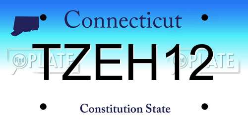 TZEH12 Connecticut License Plate