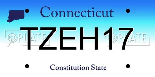 TZEH17 Connecticut License Plate