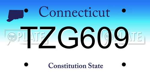 TZG609 Connecticut License Plate