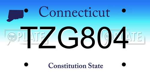 TZG804 Connecticut License Plate