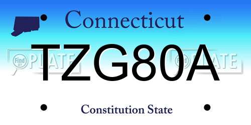 TZG80A Connecticut License Plate