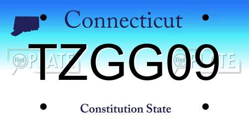 TZGG09 Connecticut License Plate