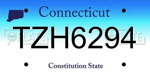 TZH6294 Connecticut License Plate