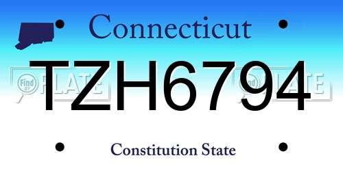 TZH6794 Connecticut License Plate