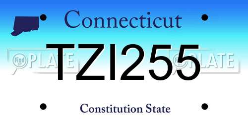 TZI255 Connecticut License Plate