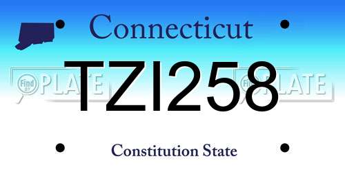 TZI258 Connecticut License Plate