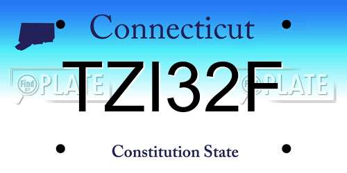 TZI32F Connecticut License Plate