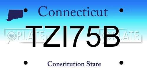 TZI75B Connecticut License Plate