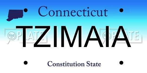 TZIMAIA Connecticut License Plate
