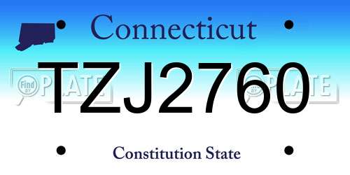 TZJ2760 Connecticut License Plate