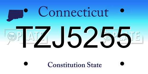 TZJ5255 Connecticut License Plate