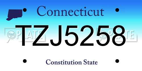 TZJ5258 Connecticut License Plate