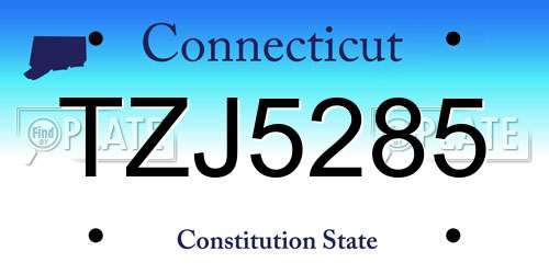 TZJ5285 Connecticut License Plate