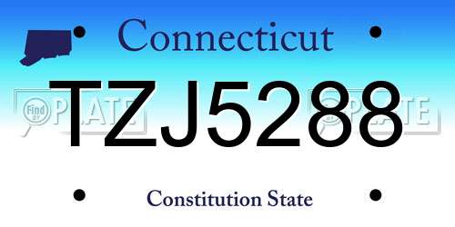 TZJ5288 Connecticut License Plate