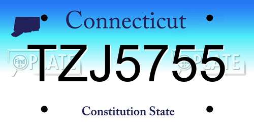 TZJ5755 Connecticut License Plate