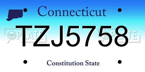 TZJ5758 Connecticut License Plate
