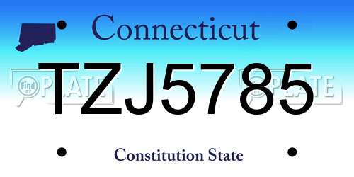 TZJ5785 Connecticut License Plate