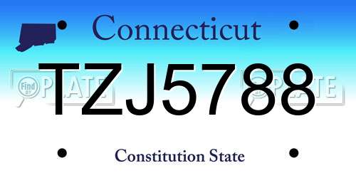 TZJ5788 Connecticut License Plate