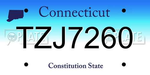 TZJ7260 Connecticut License Plate