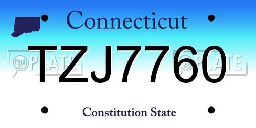 TZJ7760 Connecticut License Plate