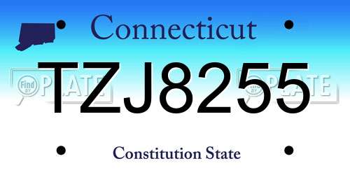 TZJ8255 Connecticut License Plate