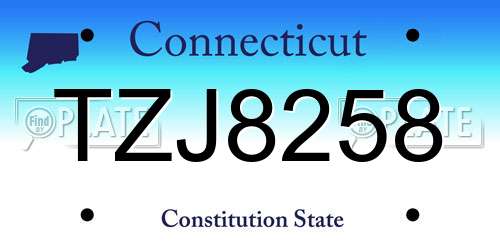 TZJ8258 Connecticut License Plate